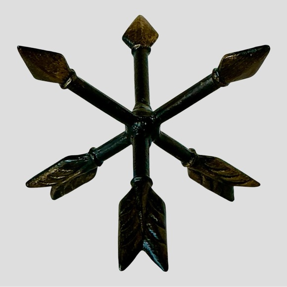 Metallic Arrow Sculpture Center Crossing Triple Arrows Accent Tabletop Decor - Picture 9 of 15